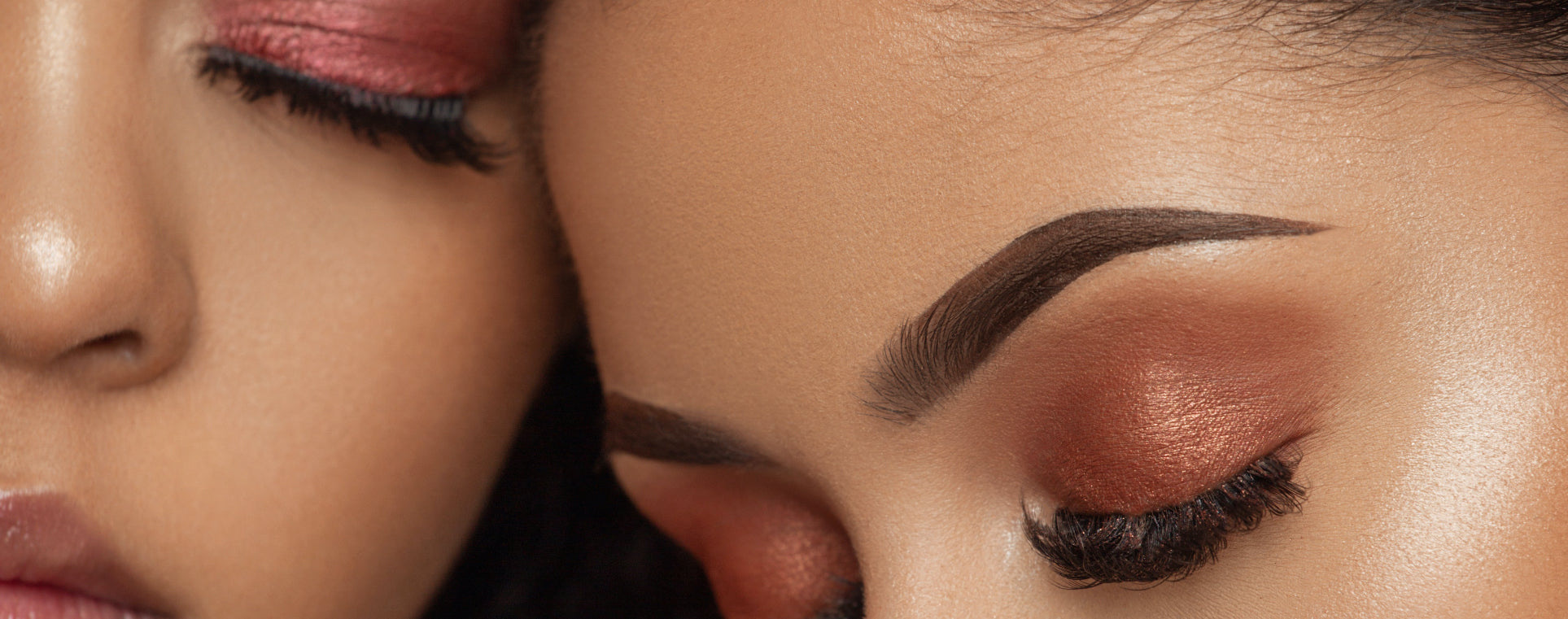 Eyebrows gently coloured in as an alternative to microblading.